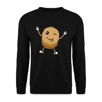 Kiwi fruit Kawaii émoticône - Sweat-shirt Unisexe - noir - Devant - Alina (178cm) & Michal (187cm)
