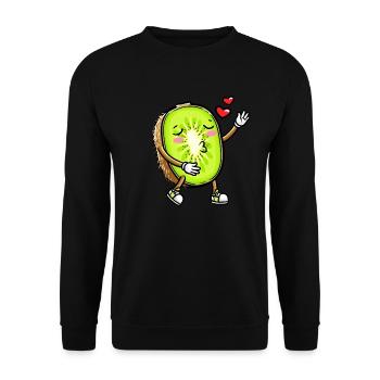 Kiwi fruit Kawaii émoticône - Sweat-shirt Unisexe - noir - Devant - Alina (178cm) & Michal (187cm)