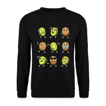 Kiwi fruit Kawaii émoticône - Sweat-shirt Unisexe - noir - Devant - Alina (178cm) & Michal (187cm)