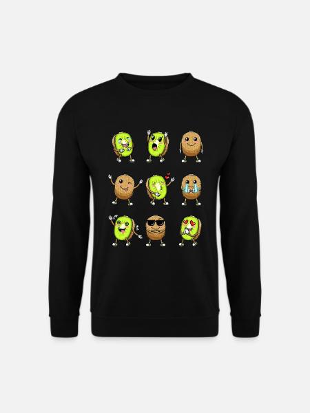 Kiwi fruit Kawaii émoticône - Sweat-shirt Unisexe - noir