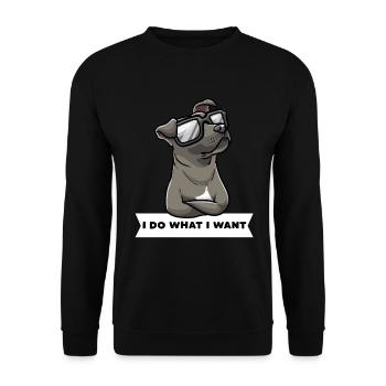 Staffordshire Bull Terrier Dog with Sunglasses - Unisex Sweatshirt - black - Front - Alina (178cm) & Michal (187cm)