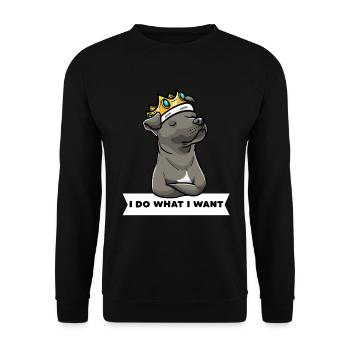 Staffordshire Bull Terrier Dog with Crown - Unisex Sweatshirt - black - Front - Alina (178cm) & Michal (187cm)