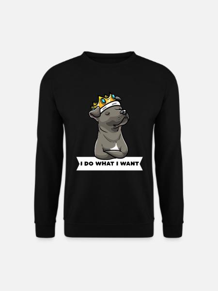 Staffordshire Bullterrier Hund Mit Krone - Unisex Pullover - Schwarz