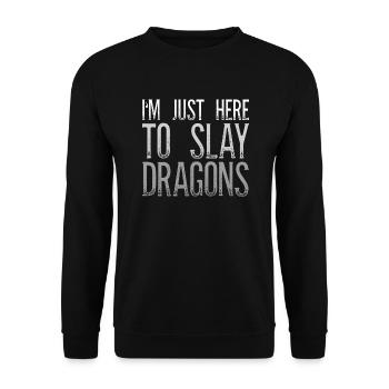 Je suis juste là pour tuer des dragons drôle - Sweat-shirt Unisexe - noir - Devant - Alina (178cm) & Michal (187cm)