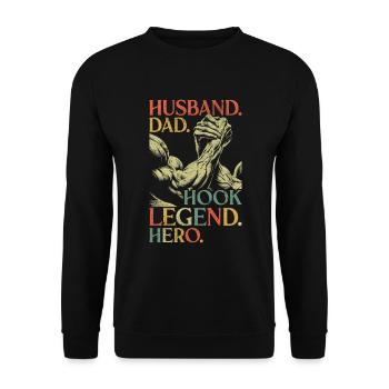 Arm Wrestling Husband Dad Hook Legend Hero - Unisex Sweatshirt - black - Front - Alina (178cm) & Michal (187cm)