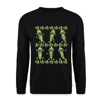 Dancing okra with sunglasses okra - Unisex Sweatshirt - black - Front - Alina (178cm) & Michal (187cm)