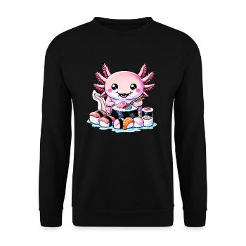Axolotl- Und Sushi-liebhaber, Japanische - Unisex Pullover - Schwarz - Vorne - Alina (178cm) & Michal (187cm)