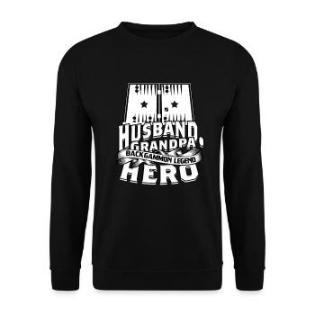 Mari Grand-père Backgammon Légende Héros - Sweat-shirt Unisexe - noir - Devant - Alina (178cm) & Michal (187cm)