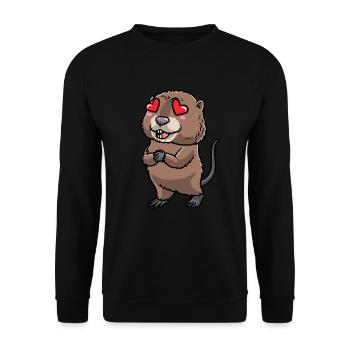 Niedliche Bisamratte - Unisex Pullover - Schwarz - Vorne - Alina (178cm) & Michal (187cm)