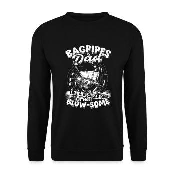 Cornemuse, Joueur de cornemuse, Joueur de cornemuse, Père - Sweat-shirt Unisexe - noir - Devant - Alina (178cm) & Michal (187cm)
