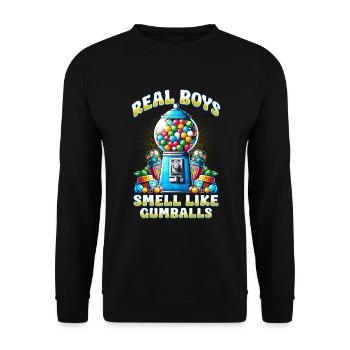 Kaugummiautomat Real Boys Smell Like Gumballs - Unisex Sweatshirt - black - Front - Alina (178cm) & Michal (187cm)