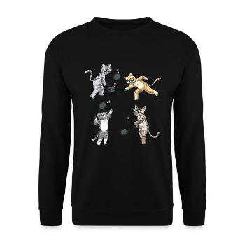 Lustige Badminton-katze - Unisex Pullover - Schwarz - Vorne - Alina (178cm) & Michal (187cm)