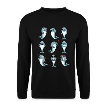 Émoticône de dauphin - Sweat-shirt Unisexe - noir - Devant - Alina (178cm) & Michal (187cm)