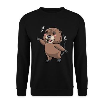 Niedliche Bisamratte - Unisex Pullover - Schwarz - Vorne - Alina (178cm) & Michal (187cm)