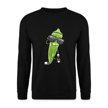 Dancing okra with sunglasses okra - Unisex Sweatshirt - black - Front - Alina (178cm) & Michal (187cm)