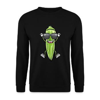 Dancing okra with sunglasses okra - Unisex Sweatshirt - black - Front - Alina (178cm) & Michal (187cm)