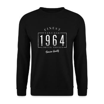 Finest Vintage 1964 Jahrgang 1964 Geburtatag - Unisex Pullover - Schwarz - Vorne - Alina (178cm) & Michal (187cm)