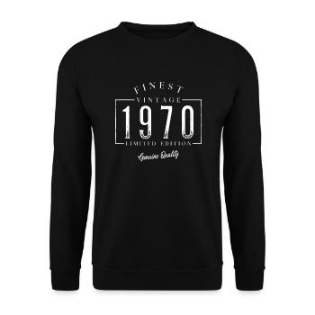 Finest Vintage des années 1970 Anniversaire des années 1970 - Sweat-shirt Unisexe - noir - Devant - Alina (178cm) & Michal (187cm)