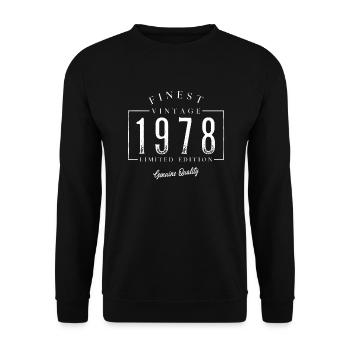 Finest Vintage 1978 Jahrgang 1978 Geburtatag - Unisex Pullover - Schwarz - Vorne - Alina (178cm) & Michal (187cm)