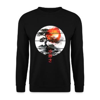 Bonsai Tree Calmness Japan Landscape Aesthetic - Unisex Sweatshirt - black - Front - Alina (178cm) & Michal (187cm)