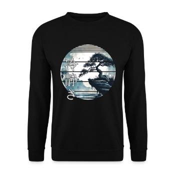 Bonsai Tree Japan Landscape Calmness Aesthetic - Unisex Sweatshirt - black - Front - Alina (178cm) & Michal (187cm)