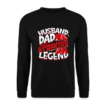 Husband Dad Cup Stacking Legend - Unisex Pullover - Schwarz - Vorne - Alina (178cm) & Michal (187cm)