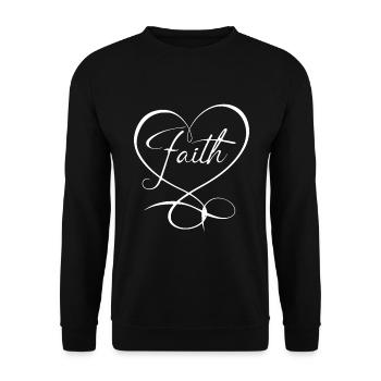 Faith Herz Christen Religion Christ Geschenk - Unisex Pullover - Schwarz - Vorne - Alina (178cm) & Michal (187cm)