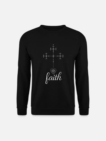Faith Kreuz Christen Herz Religion Geschenk Christ - Unisex Pullover - Schwarz