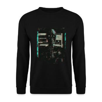 Zombie Digital Horror Glitchcore Grunge Weirdcore - Unisex Pullover - Schwarz - Vorne - Alina (178cm) & Michal (187cm)