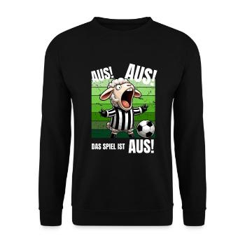 Fußball Fußballspieler Schiri Fußballplatz Lustig - Unisex Pullover - Schwarz - Vorne - Alina (178cm) & Michal (187cm)