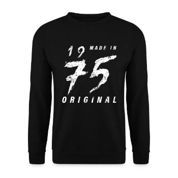 Made In 1975 Original Geburtstag Grunge Distressed - Unisex Pullover - Schwarz - Vorne - Alina (178cm) & Michal (187cm)