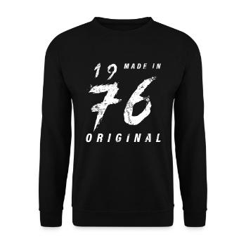 Made In 1976 Original Geburtstag Grunge Distressed - Unisex Pullover - Schwarz - Vorne - Alina (178cm) & Michal (187cm)