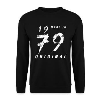 Made In 1979 Original Geburtstag Grunge Distressed - Unisex Pullover - Schwarz - Vorne - Alina (178cm) & Michal (187cm)