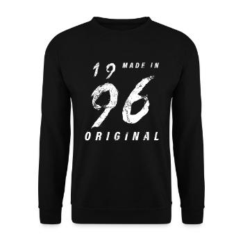 Fabriqué en 1996 Original Anniversaire Grunge en détresse - Sweat-shirt Unisexe - noir - Devant - Alina (178cm) & Michal (187cm)