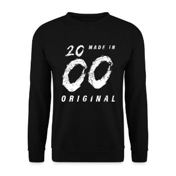 Made In 2000's Original Birthday Grunge Distressed - Unisex Sweatshirt - black - Front - Alina (178cm) & Michal (187cm)