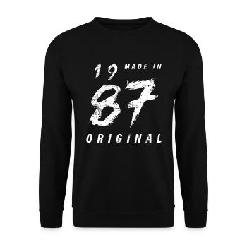 Fabriqué en 1987 Original Anniversaire Grunge en détresse - Sweat-shirt Unisexe - noir - Devant - Alina (178cm) & Michal (187cm)