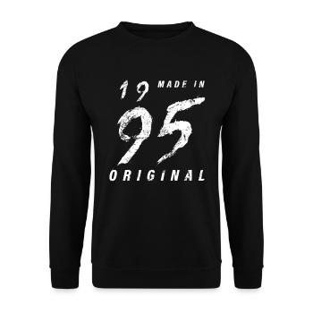 Made In 1995 Original Geburtstag Grunge Distressed - Unisex Pullover - Schwarz - Vorne - Alina (178cm) & Michal (187cm)