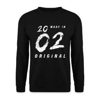 Fabriqué en 2002 Original Anniversaire Grunge En Détresse - Sweat-shirt Unisexe - noir - Devant - Alina (178cm) & Michal (187cm)