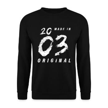 Made In 2003 Original Birthday Grunge Distressed - Unisex Sweatshirt - black - Front - Alina (178cm) & Michal (187cm)