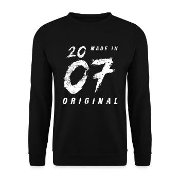 Made In 2007 Original Birthday Grunge Distressed - Unisex Sweatshirt - black - Front - Alina (178cm) & Michal (187cm)