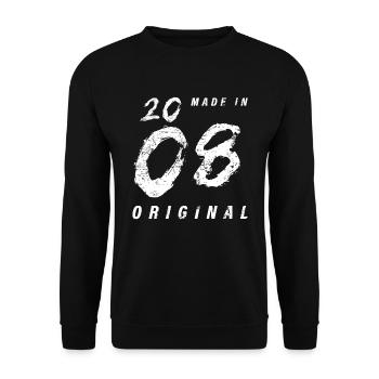 Made In 2008 Original Birthday Grunge Distressed - Unisex Sweatshirt - black - Front - Alina (178cm) & Michal (187cm)