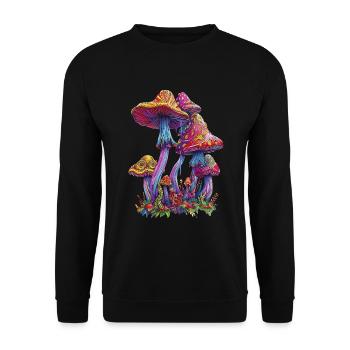 Psychedelic Magic Mushrooms Pilze Festival - Unisex Sweatshirt - black - Front - Alina (178cm) & Michal (187cm)