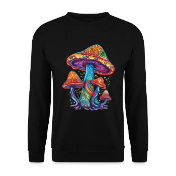 Pilze Psychedelic Magic Mushrooms Festival - Unisex Sweatshirt - black - Front - Alina (178cm) & Michal (187cm)