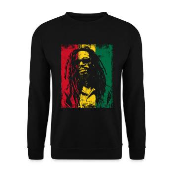 Rastaman Sonnebrille Reggae Ghana Dreadlocks - Unisex Pullover - Schwarz - Vorne - Alina (178cm) & Michal (187cm)