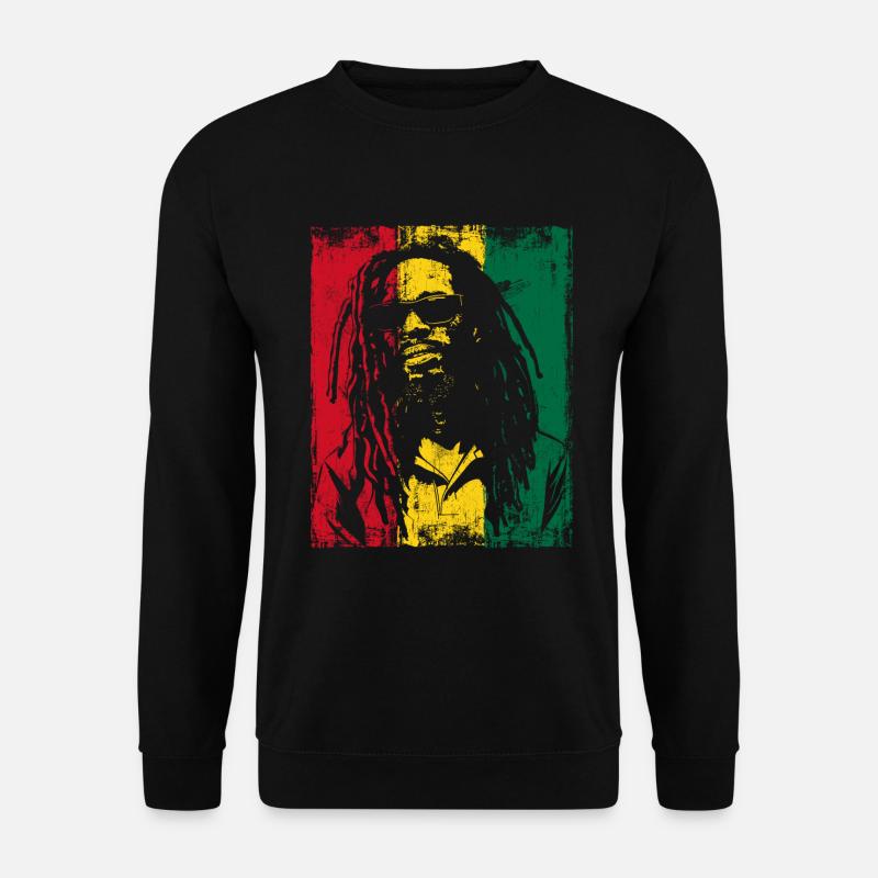 Rastaman Sonnebrille Reggae Ghana Dreadlocks - Unisex Pullover - Schwarz