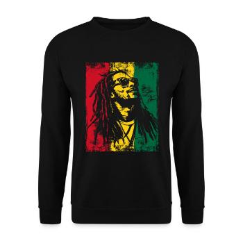 Rastaman Sonnebrille Reggae Dreadlocks Ghana - Unisex Pullover - Schwarz - Vorne - Alina (178cm) & Michal (187cm)