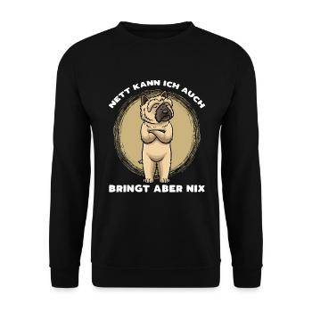Cairn Terrier Hund Nett Kann Ich Auch - Unisex Pullover - Schwarz - Vorne - Alina (178cm) & Michal (187cm)