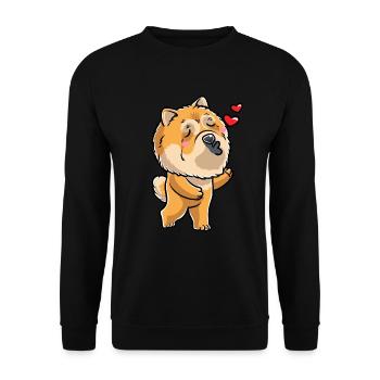 Chow-chow-hund-emoticon - Unisex Pullover - Schwarz - Vorne - Alina (178cm) & Michal (187cm)
