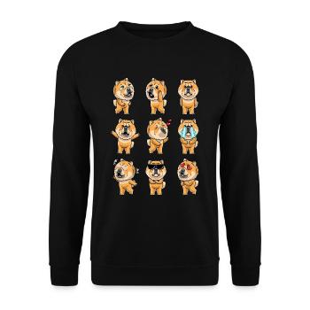 Chow-chow-hund-emoticon - Unisex Pullover - Schwarz - Vorne - Alina (178cm) & Michal (187cm)