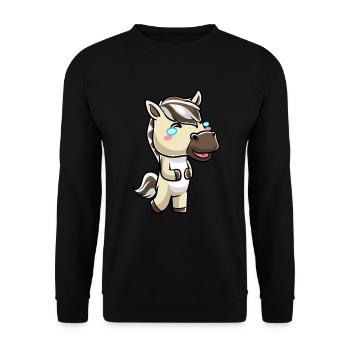 Fjordpferd Kawaii Emoticon - Unisex Pullover - Schwarz - Vorne - Alina (178cm) & Michal (187cm)
